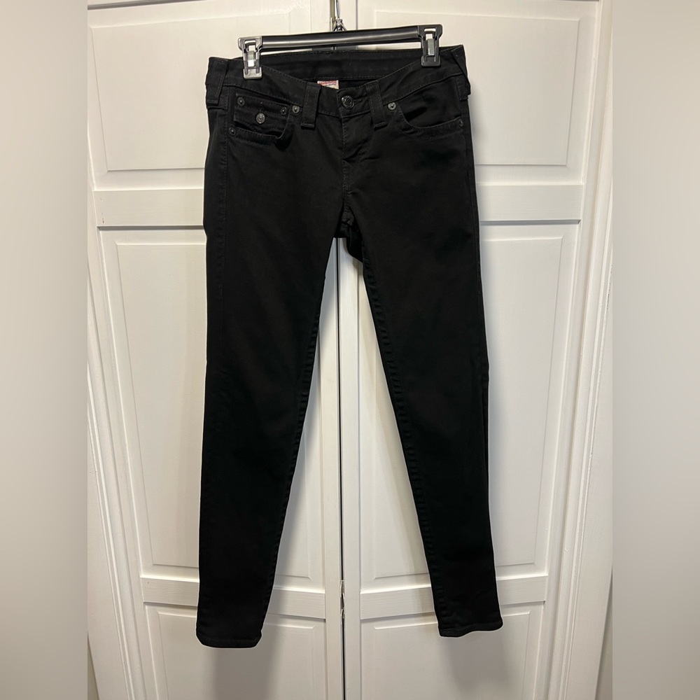 True Religion Julie Black Skinny Low Rise Jean Size 28 Color Black